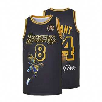 GOAYDEO Men 8 24 Legend Jersey Black Snakeskin Short-Sleeved Hip Hop Men Stretch Fabric - Suitable For Basketball, Outdoor Activities, Team Sports - All Season Wear