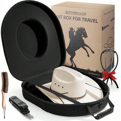 Hat Box Cowboy Travel Large, Waterproof Hard Can Storage Fedora Panama Tweed Cap Holder Organizer With Adjustable Carry Strap, Men's Western Gifts, La