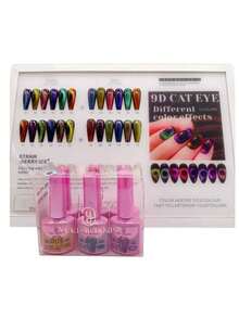 6 Piezas Gelish Efecto Ojo de Gato Solo (A y B) Surtido - Multicolor - Ver 1