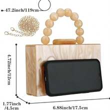 Gets Acrylic Khaki  Purses Evening Clutch Bag Marbling Handbags For Women Cross Body Bag With Pearl Chain Formal Wedding Prom Party (Apricot) - 米色 - 查看 10
