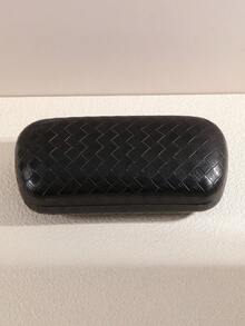 1pc Fashionable Classic Anti-Pressure Leather Woven Glasses Case, Black - Multicolor - View 2
