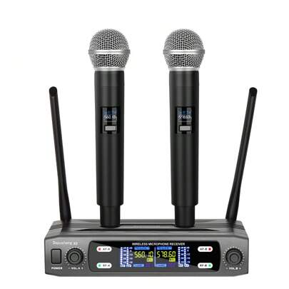 DEPUSHENG Micrófono inalámbrico profesional Depusheng X2, receptor inalámbrico portátil dual, adecuado para presentaciones en el escenario de canciones K de la familia KTV
