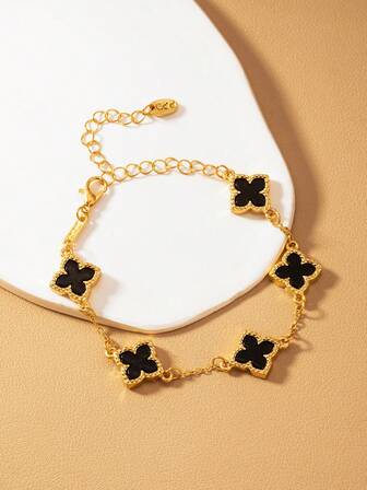 1pc Delicate Lucky Four Leaf Clover Women Bracelet, Suitable For Daily Wear In Summer, The Best Gift For Friends