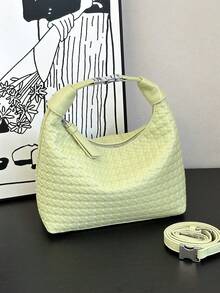Túi xách nữ phổ biến năm 2025 Túi đeo vai mới Thiết kế thích hợp Túi đeo chéo Túi xách thời trang đơn giản đa năng Vải thoải mái Kết cấu PU Thiết kế màu trơn Khóa kéo kín Dây đeo vai dài có thể tháo rời có thể điều chỉnh Không gian mang theo thoải mái Sức chứa Túi lưỡi liềm mùa xuân và mùa hè trực tuyến - màu xanh lá - Xem 9