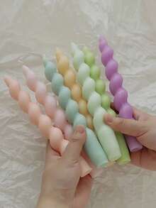 Nordic Style Twisted Spiral Long Handle Scented Candle, Wedding Favor/Gift, Birthday Present, Unique Decor For Wedding, Party, Candlelit Dinner, Living Room, Bedroom, Dining Room, Balcony, Bathroom, Holiday - Multicolor - View 2