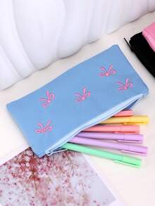 1 件，高端铅笔盒，涤纶材质，尼龙拉链，蝴蝶结图案，大容量，便携式铅笔袋，学校用品，情人节，万圣节，感恩节，返校季，生日特别礼物，可爱的铅笔盒，铅笔袋，书包，学校用品，返校