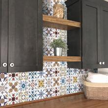 24PCS- Nrdic Bohemian Style Home Tile, Self-Adhesive Wall Stickers, Peel And Stick Wallpaper, Kitchen Bathroom Bedroom Living Room Dining Room, Waterproof, Oil And Moisture Proof, Decorative Tile Stickers, Wall Renovation Floor Stickers For Home Decor