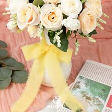 3 件/套 5 米黄色雪纺装饰蝴蝶结涤纶丝带，适用于婚礼请柬、派对卡片、家居装饰