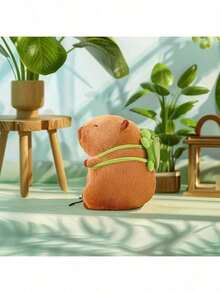Capibara de peluche con tortuga en la espalda regalo original y divertido para navidad cumpleaños y fiestas accesorio adorable decoración habitación diseño suave y especial - Marrón - Ver 3
