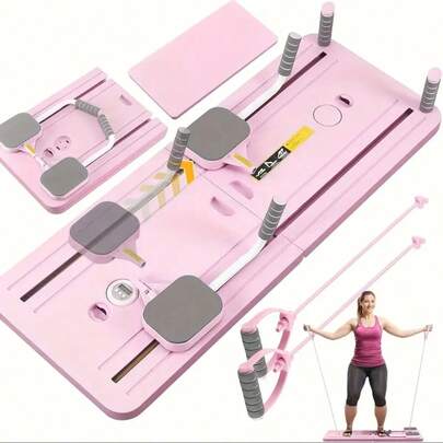 Multi-Functional Folding Pilates Sliding Board, 5-In-1 Pilates Shaping Set, Sliding Plate Sliding Machine Abdominal Muscle Roller Board, For Core Exercise, Fitness, Home Use, Gym,Yoga