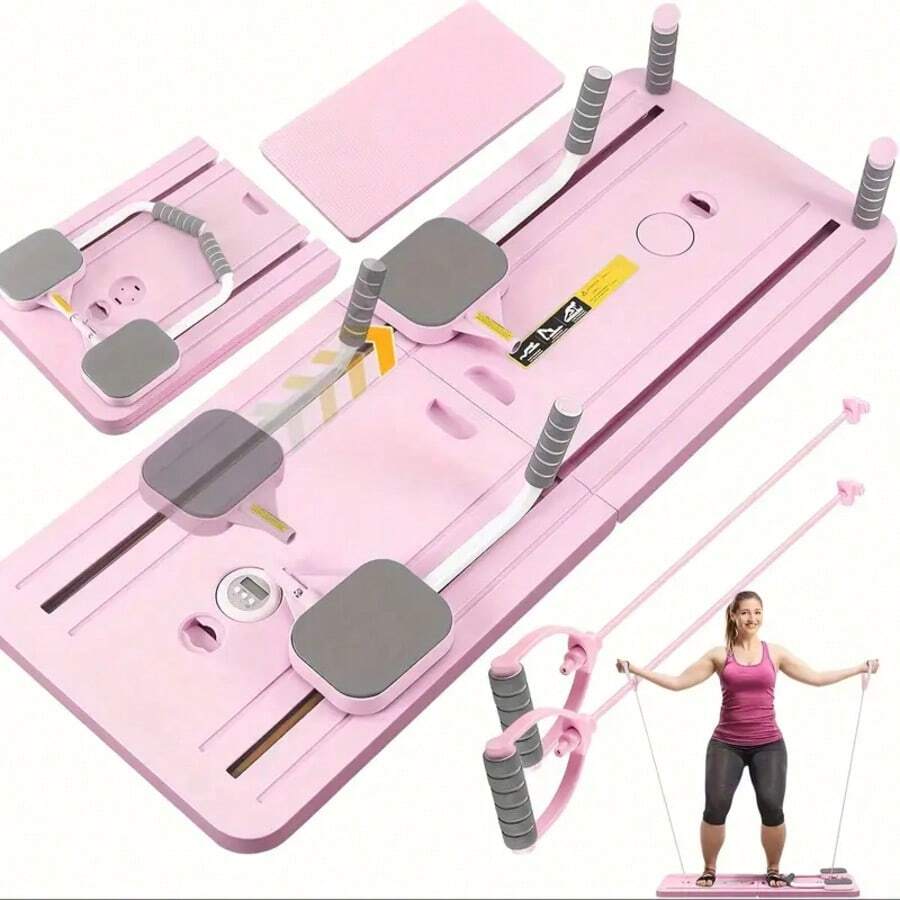 Tabla deslizante plegable multifuncional de Pilates, Set de moldeado de Pilates 5 en 1, Placa deslizante, Máquina deslizante, Rodillo de músculos abdominales, Para ejercicios de core, acondicionamiento físico, uso doméstico, gimnasio, yoga