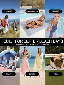 1pc Classic Series Durable Non-Shrink Turkish Tassel Beach Towel, Available In Multiple Sizes, Sand-Proof, Quick-Drying, Lightweight, Suitable For Beach, Spa, Travel, Striped Sports Towel, Bathroom Towel, Ideal For Halloween, Christmas Gifts, Autumn/Winter - Light Blue - View 5