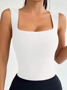 NcmRyu 1 件女式罗纹肩带设计性感运动吊带背心