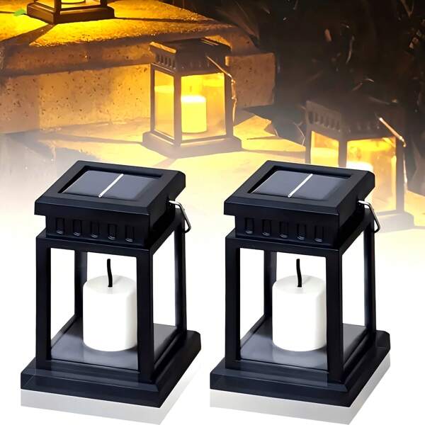 Solar Powered Outdoor Candle Lights, 1 Pack, Plastic Countertop Downlight, Space Theme, Brushed Finish, Light Sensor Control, 600mAh Nickel Battery, For Garden, Patio, Villa, Party Decor