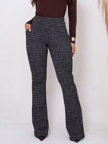 Jackard Flare Pants With Front Pocket - 深灰色 - 查看 1