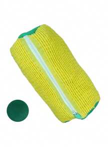 Strapazierfähiger Waschmaschinen-Beutel für alle Schuhtypen - gelb mit blauem Reißverschluss, Chenillegewebe mit fluffigem Innenfutter & Geräuschreduzierung, ovaler Schutzwäschebeutel für Sneaker, Alltagsschuhe, waschmaschinengeeignet, Wäschebeutel, Reißverschlussschluss, Wäschebeutel