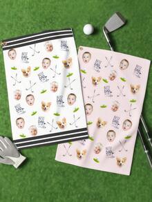 Golf Towels With Customizable Photos, Personalized Golf Towels, Personalized Father's Day Gifts, Funny Dad Gifts, Best Dad Towel Gifts, Gifts For Men, Gifts For Golf Lovers, Stylish, Colorful, Cute, Simple, Kawaii, Unique Personalized Custom Gifts - Style a - View 2