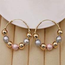 1 par de pendientes de bolas doradas circulares de moda, accesorios de joyería de lujo para bodas y aniversarios