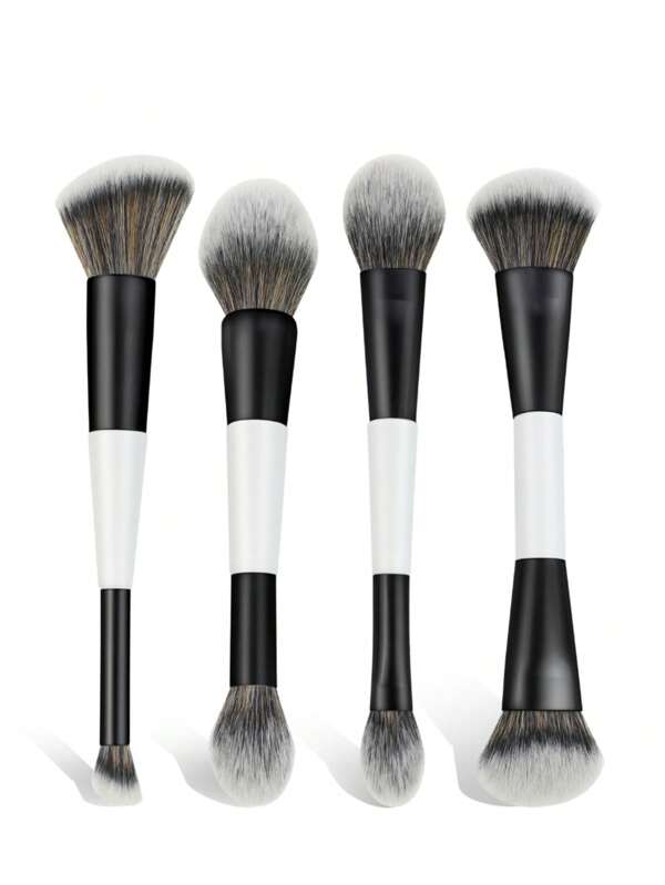 4 Pcs Double-Ended Makeup Brushes, Multifunctional Foundation, Blush, Powder, Highlighter, Contour And Concealer Brushes, For Girls And Women