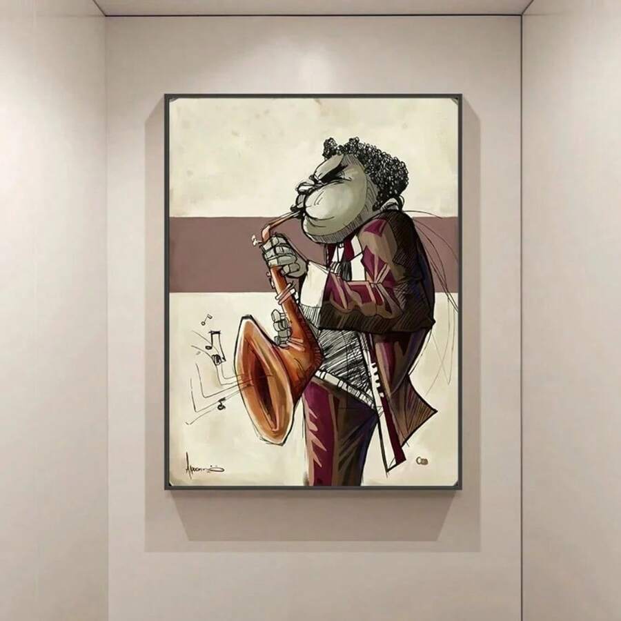 1 peça de pintura em tela com saxofonista, arte de parede, pôsteres e impressões, imagem Nordoc para sala de estar, decoração de casa, sem moldura