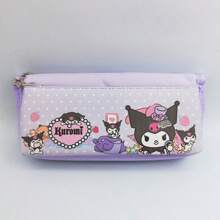 Sanrio Sanrio X Hello Kitty Kulomi X Cinnamoroll Federmäppchen mit großer Kapazität, Mehrsteckplatz-Zweischicht Stiftebox mit Reißverschluss, große Aufbewahrungstasche, Federmäppchen, Stifttasche, Schultasche, Schulmaterial, Rückkehr zur Schule