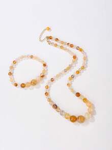 VE "Koi Fish Light" Set, Natural Koi Fish Resin Crystal Jewelry Set, Koi Fish Resin Necklace Symbolizing Good Luck And Prosperity, Suitable For Women's Daily Wear, Gift For Mothers Or Elders. Natural Gem Color Varies. - Set - View 3