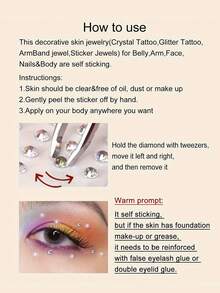 金色3D水钻贴纸 - 多尺寸圆形和水滴形闪光贴纸，适用于面部、头发、身体 - DIY派对妆容、音乐节和服装配饰 - 精致礼品，装饰贴纸 - 彩色 - 查看 6