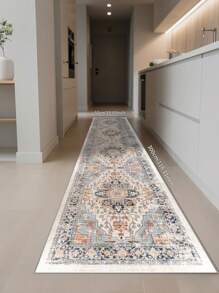 1pc Bohemian Style Brown Area Rug, Washable Non-Slip, 850g/M² For Living Room Bedroom Kitchen Office Entryway