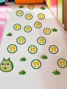 1 szt. Urocza naklejka na podłogę z PVC z kreskówkową gąsienicą, uroczy ślad gąsienicy, cyfrowa naklejka na ścianę z gąsienicą, dekoracja do pokoju dziecięcego, salon, letnia dekoracja pokoju na Halloween i Boże Narodzenie, dekoracje ścienne, spersonalizowana naklejka na podłogę, płytki podłogowe, wystrój kuchni i salonu, płytki podłogowe, samoprzylepne płytki podłogowe, odklejane