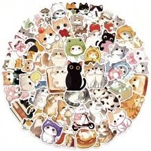 50Pcs Cute Stickers Funny Stickers Cat Decor Cat Stickers Animal Stickers MEME Stickers Cat Gifts Cat Party Decorations Vinyl Waterproof Stickers Aesthetic Laptop Sticker Pack Skateboard Stickers Water Bottle Stickers Notebook Stickers