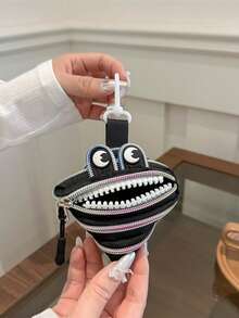 时尚新款耳机吊坠包个性怪物拉链创意零钱包钥匙口红迷你小号羊角面包包女士钱包迷你钱包钱包旅行钱包硬币钱包腕带钱包