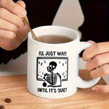 1 Stück leise Lehrer Keramik Kaffeetasse, Doppelseitiges Design für kalte und heiße Getränke, weiße Teetasse, Schreibtisch Dekoration, interessantes Geschenk für Lehrer, Getränkegeschirr, Party Tasse, Küchenutensilien