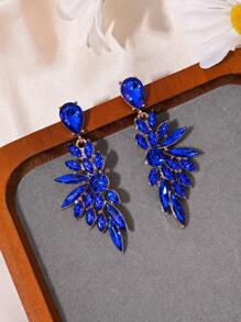1pair Luxury Sparkly Wing Shaped Drop Earrings For Women, Elegant Hollowed Leaf Design, Suitable For Party
