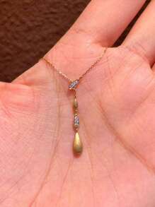 1pc Sparkling Tasseled Water Drop Pendant Necklace, Fashionable Luxury Elegant Textured Choker Necklace, Suitable For Daily Wear, Gatherings And Parties