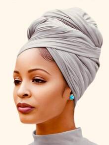 Lenço de cabeça feminino preto em malha elástica, leve e respirável, de cor sólida, longo, ideal para primavera/verão. - cor sólida - Ver 4