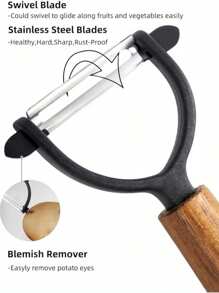1 件不锈钢苹果削皮器、木柄土豆削皮器、蔬菜水果工具、厨房小工具、切割工具、食物、沙拉、装饰、存储、派对、生日、Rama 厨房必备炊具 - 木柄PY削皮刀 - 查看 7