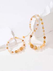 VE "Koi Fish Light" Set, Natural Koi Fish Resin Crystal Jewelry Set, Koi Fish Resin Necklace Symbolizing Good Luck And Prosperity, Suitable For Women's Daily Wear, Gift For Mothers Or Elders. Natural Gem Color Varies. - Set - View 2