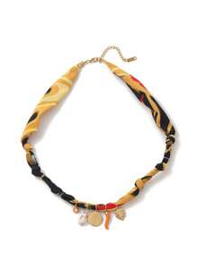 1pc Beach Vacation Leisure Style Colorful Ribbon Marine Life Tropical Flowers Palm Tree Shell Star Pendant Women's Necklace, Electroplated 18K Gold Waterproof And Sweat Proof, Suitable For Daily Wear And Use, Women's Jewelry, Women's Accessories, Suitable For Giving To Wives, Mothers, Girlfriends