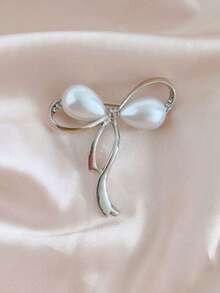 1/2/3/4/6件套女士时尚优雅珍珠蝴蝶结椭圆形水钻防曝光胸针，多功能毛衣西装外套别针，腰领固定夹，别致翻领花朵配饰 - 彩色 - 查看 10