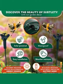 6pcs Creative Simulated Solar Hummingbird Garden Decoration Stakes, Outdoor Decoration Ground Plugs, Solar Power Supply, Energy Saving, No Battery, Can Be Powered By No. 7 Batteries, Electric Hummingbird Decoration, Suitable For Landscape Decoration Of Gardens, Terraces, Manors, And Flower Beds