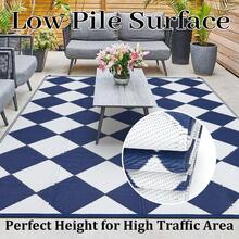 Outdoor Rug 10'x14' Waterproof Patio Rug, Portable Modern Geometric Plastic Outdoor Carpet Camping, Deck, Backyard, Porch Decor, With Storage Bag, Black And Coffee - White - View 9