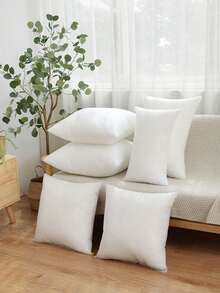 1pc Square Pillow Insert, Sofa Throw Cushion Filling, Lumbar Waist Back Support Cushion - White - View 6