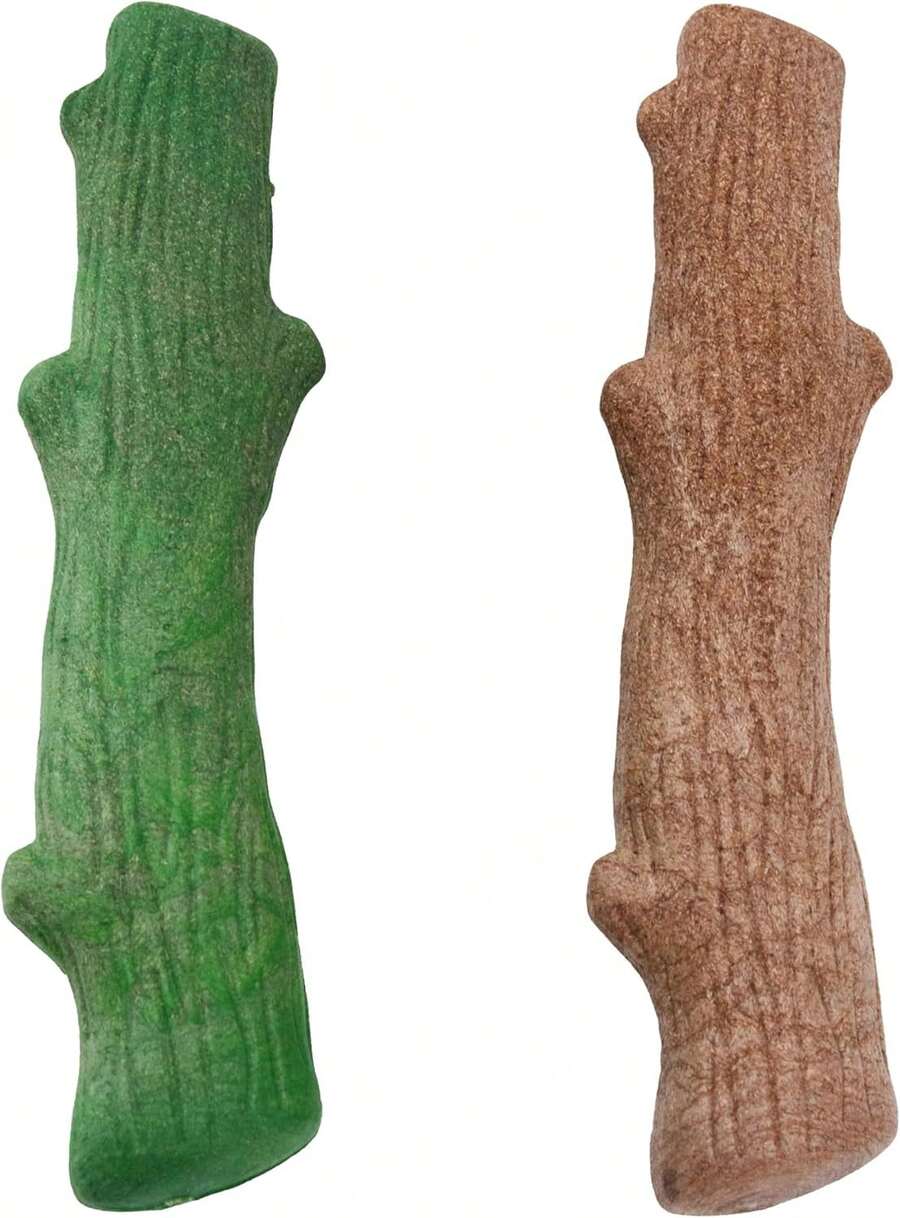 Outward Hound Dogwood Wood Durable Dog Chew Toys, Real Wood &Amp; Calming Hemp, 2-Pack, Medium