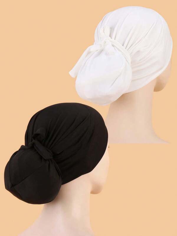1pc Solid Color Elastic Drawstring Pullover Hat, Fashion Accessory