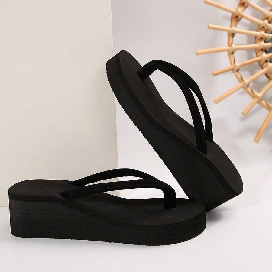 Unisex Flip Flops, Summer Thong Sandals, Non-Slip , Couples Beach Slippers, Lightweight & Soft - Black - View 1