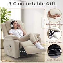 Korser Power Swivel Rocker Recliner Chair For Adult With Massage And Heat Dutch Fleece Fabric  For Living Rooms,Bedrooms. - US A Type Plug(110-127V) - View 8