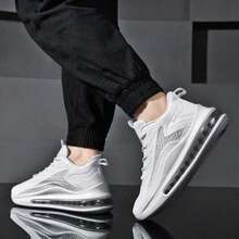 Zapatillas de tenis para hombre, deportivas informales de suela gruesa, ligeras, antideslizantes y a prueba de golpes. - Blanco - Ver 9