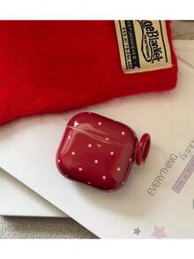 红色圆点简约设计耳机盒 + 挂绳套装 适用于 Apple Pro 2/ Pro/ 4/ 3/ 2