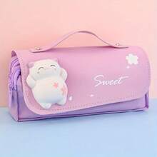 1pc Cute Donut Decompression Pen Bag, Detachable Pendant Included (Randomly Selected) - Great For Stress Relief And Easy Learning Back To School,Back To School,School Supplies,Pencil Case,Pencil Pouch,School Bag,Stationery - Donut Pink - View 11