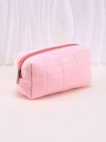 1/2 piezas Bolso de maquillaje para bolso con cremallera portátil, Estuche para guardar brochas de maquillaje, Bolsa de aseo para viajes de color rosa, Bolso de cosméticos multifuncional de gran capacidad, Para vacaciones, playa, baño, dormitorio